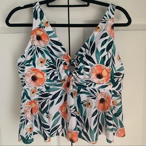 Cupshe Tropical Floral Print Orange/White Tankini Size 3X